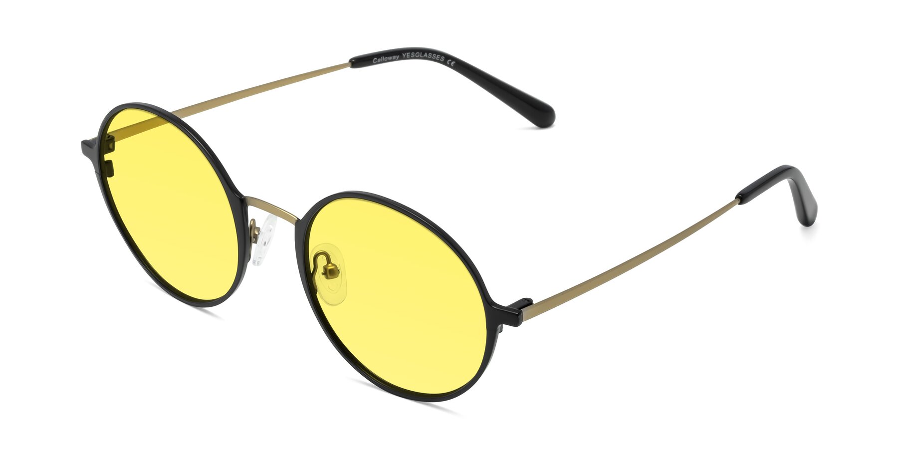 Angle of Calloway in Black-Copper with Medium Yellow Tinted Lenses