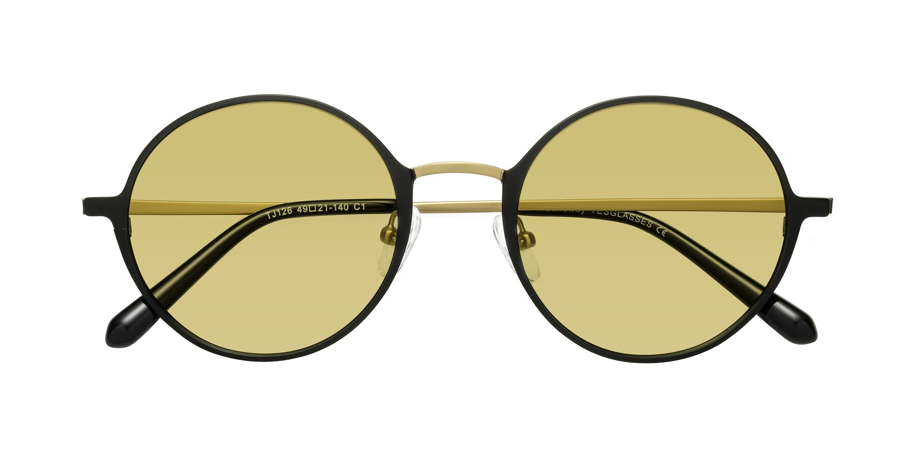 Folded Front of Calloway in Black-Copper with Medium Champagne Tinted Lenses