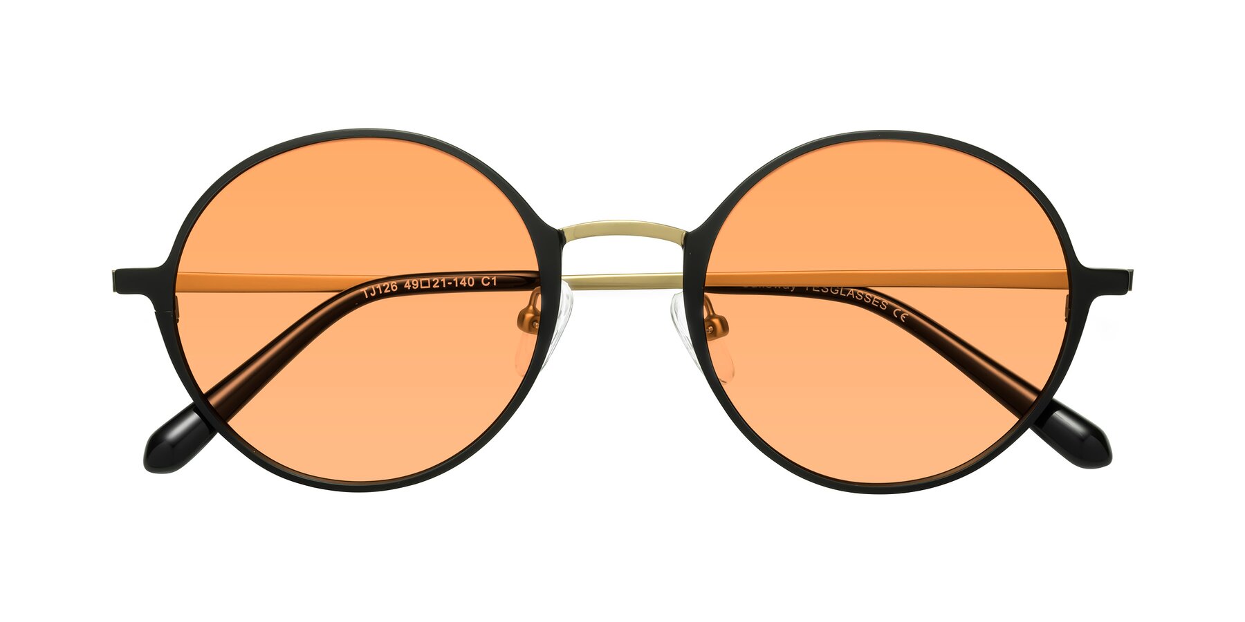 Folded Front of Calloway in Black-Copper with Medium Orange Tinted Lenses