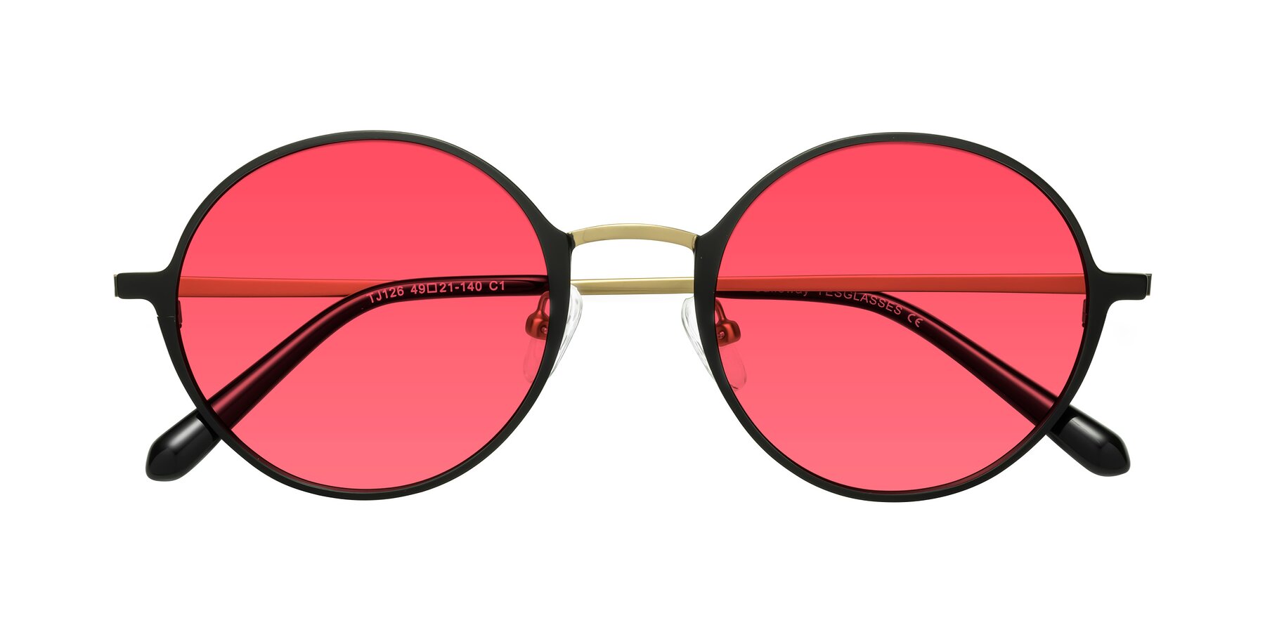 Folded Front of Calloway in Black-Copper with Red Tinted Lenses