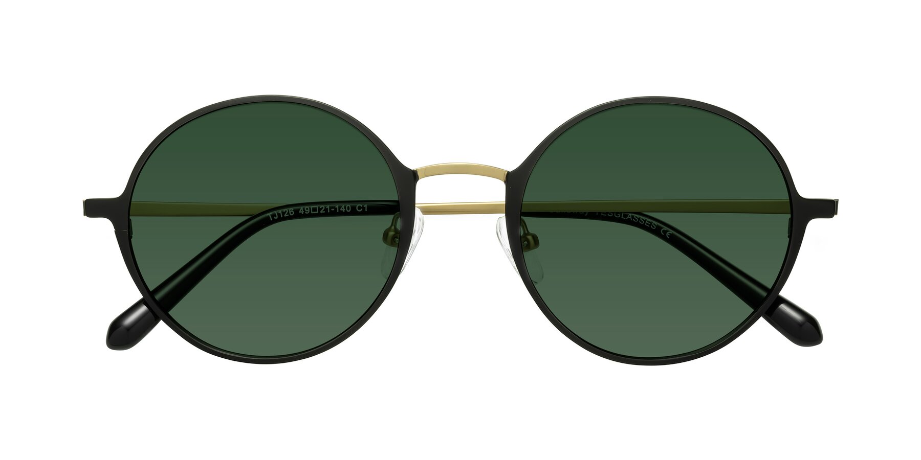 Folded Front of Calloway in Black-Copper with Green Tinted Lenses