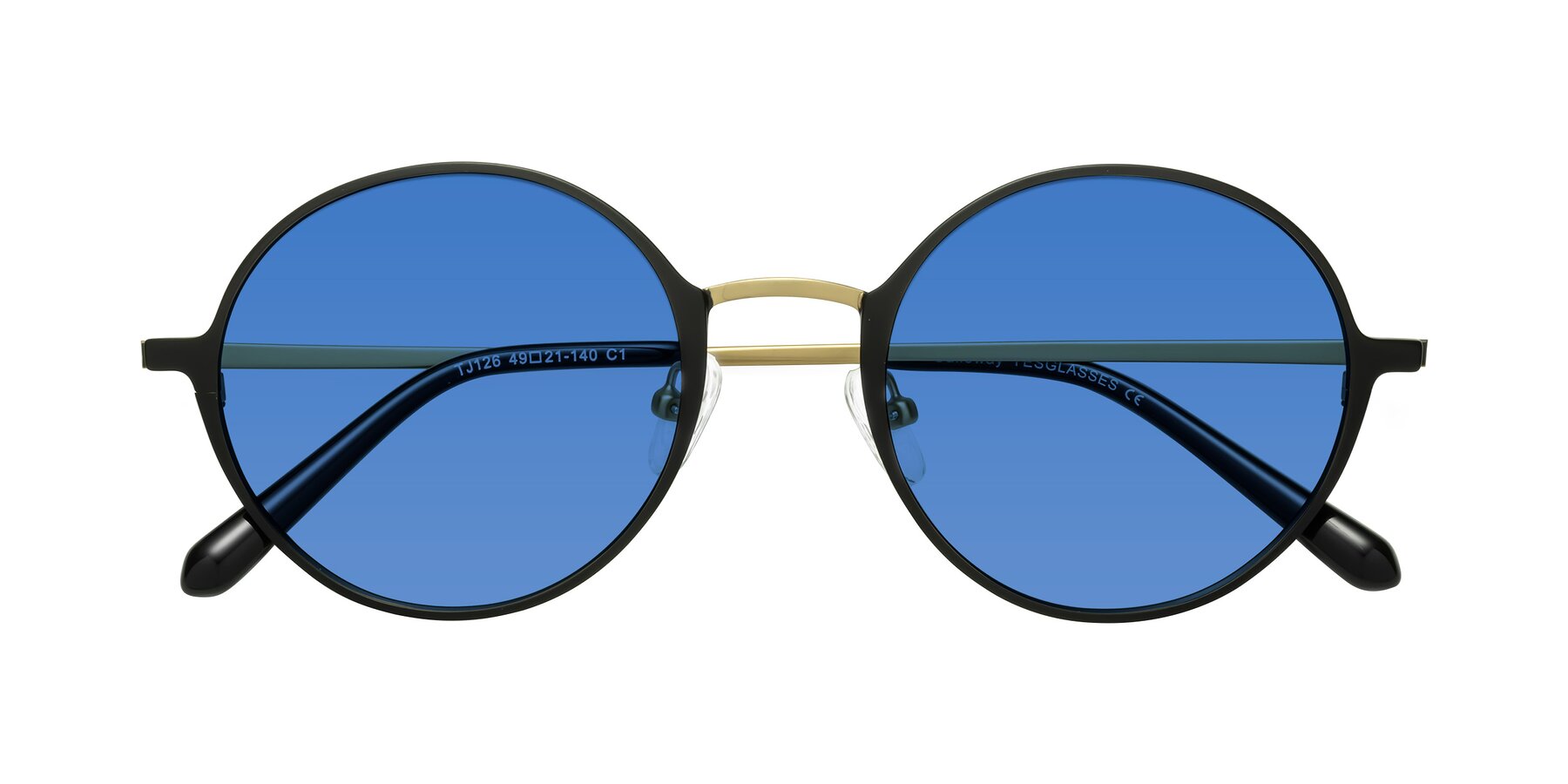 Folded Front of Calloway in Black-Copper with Blue Tinted Lenses