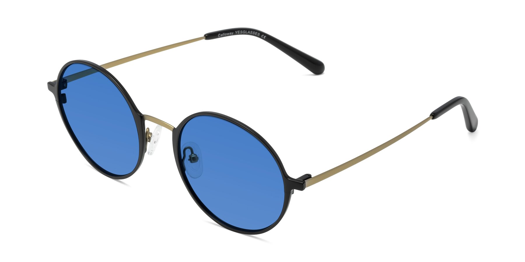 Angle of Calloway in Black-Copper with Blue Tinted Lenses