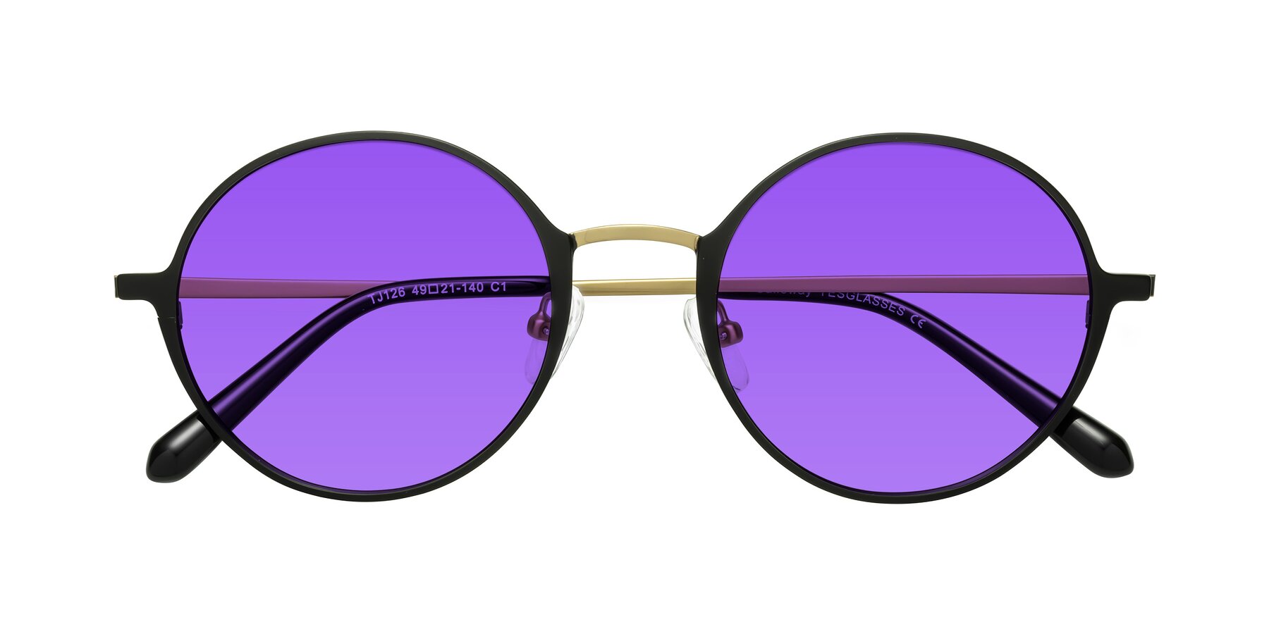 Folded Front of Calloway in Black-Copper with Purple Tinted Lenses