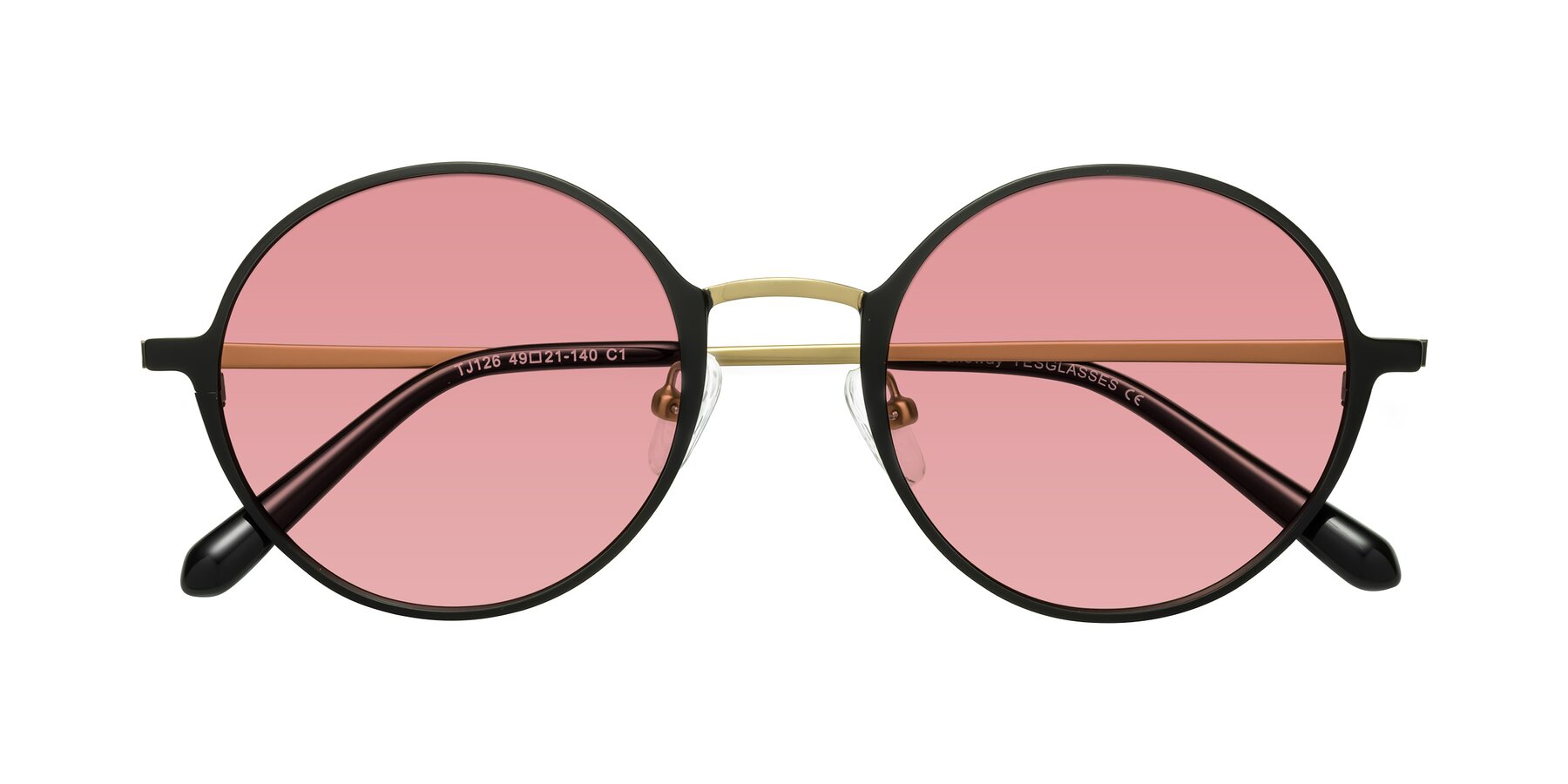 Folded Front of Calloway in Black-Copper with Medium Garnet Tinted Lenses