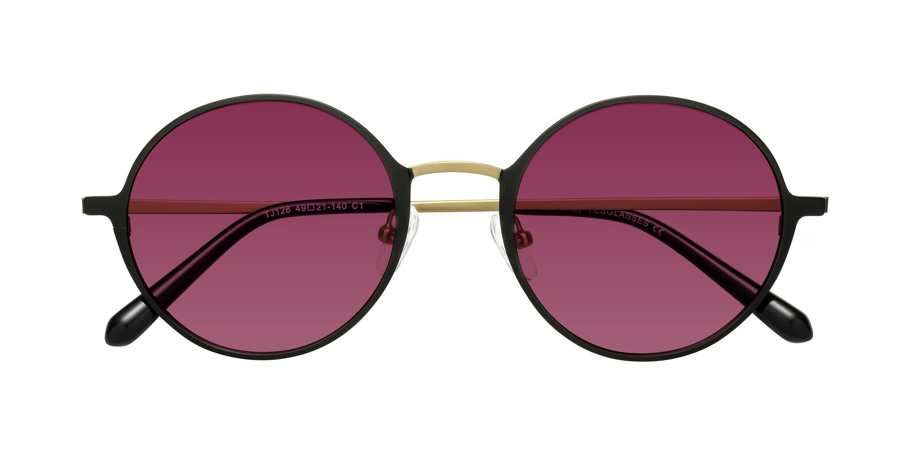 Folded Front of Calloway in Black-Copper with Wine Tinted Lenses