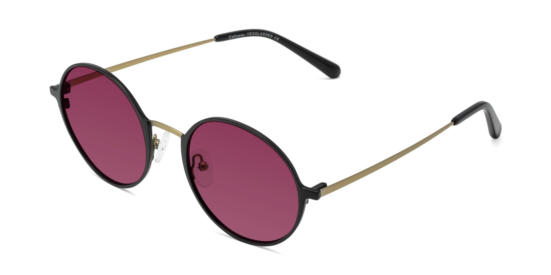 Angle of Calloway in Black-Copper with Wine Tinted Lenses