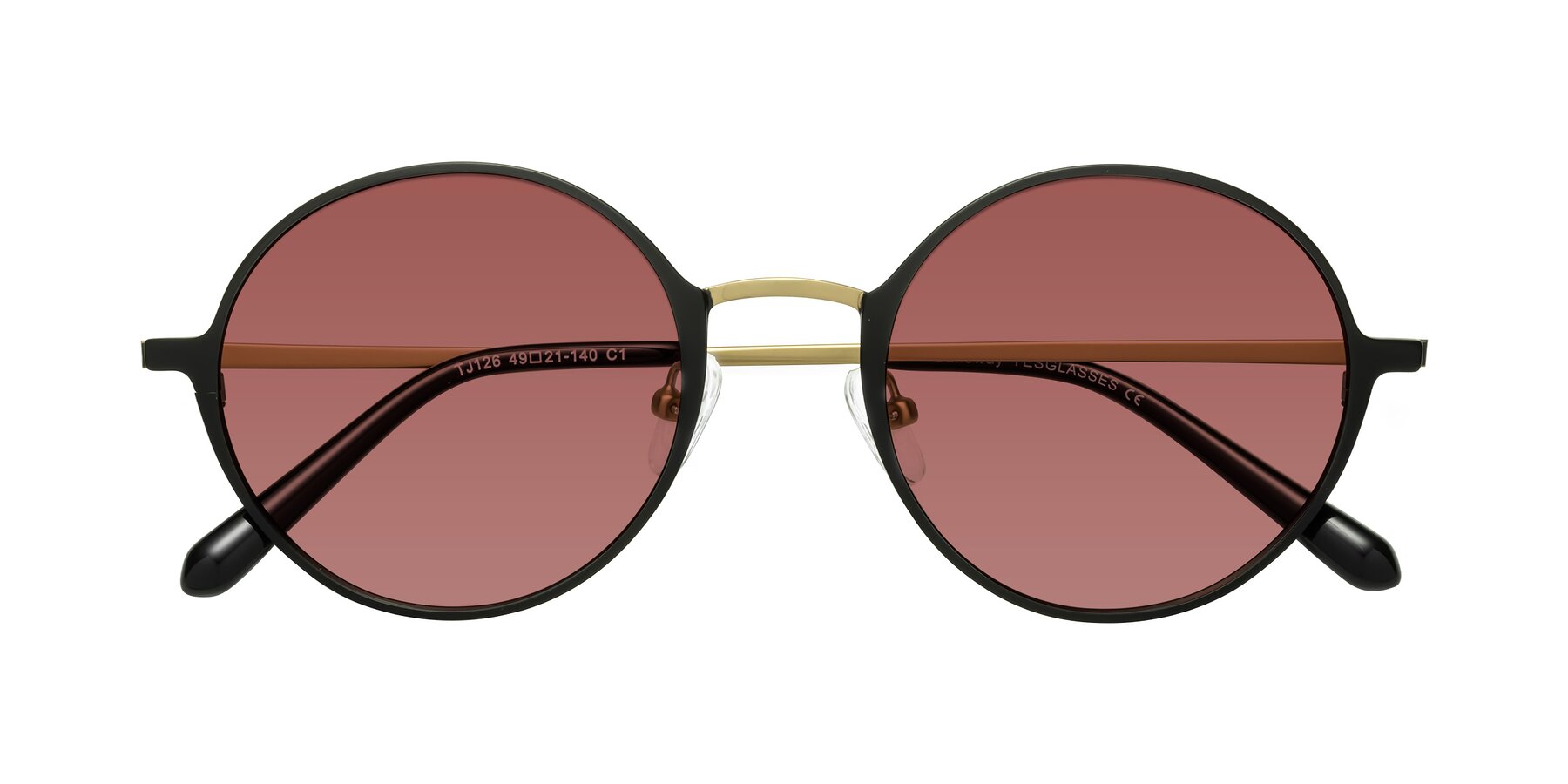 Folded Front of Calloway in Black-Copper with Garnet Tinted Lenses