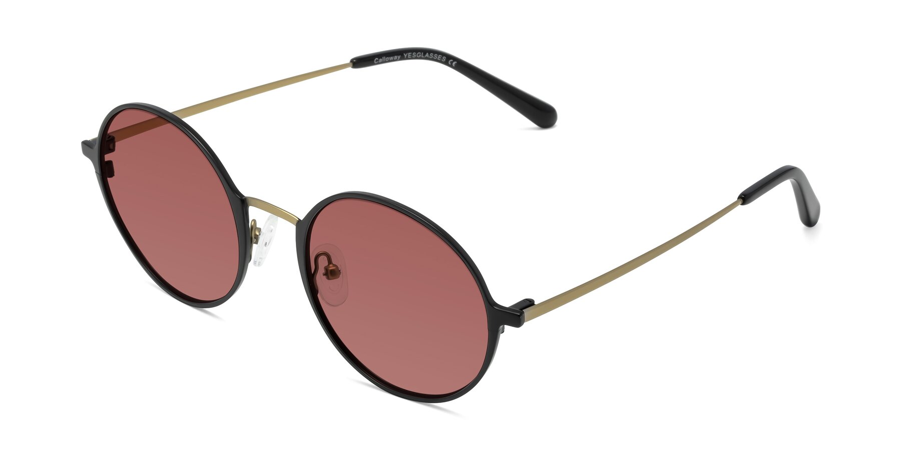 Angle of Calloway in Black-Copper with Garnet Tinted Lenses