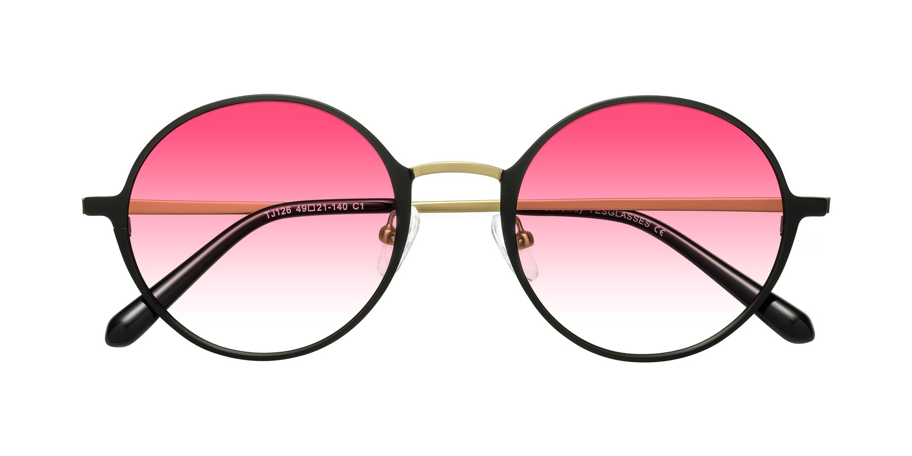Folded Front of Calloway in Black-Copper with Pink Gradient Lenses