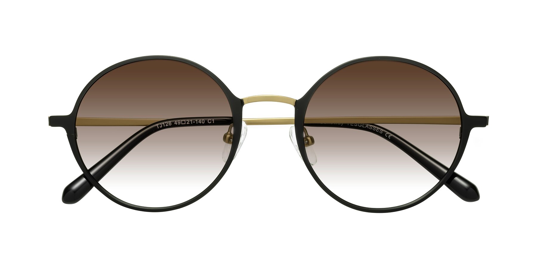 Folded Front of Calloway in Black-Copper with Brown Gradient Lenses