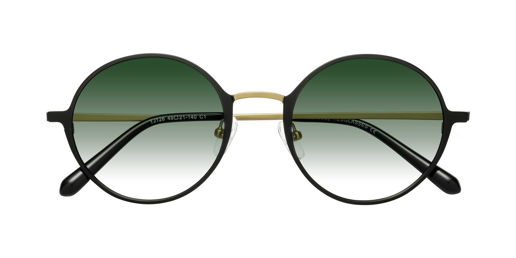 Folded Front of Calloway in Black-Copper with Green Gradient Lenses