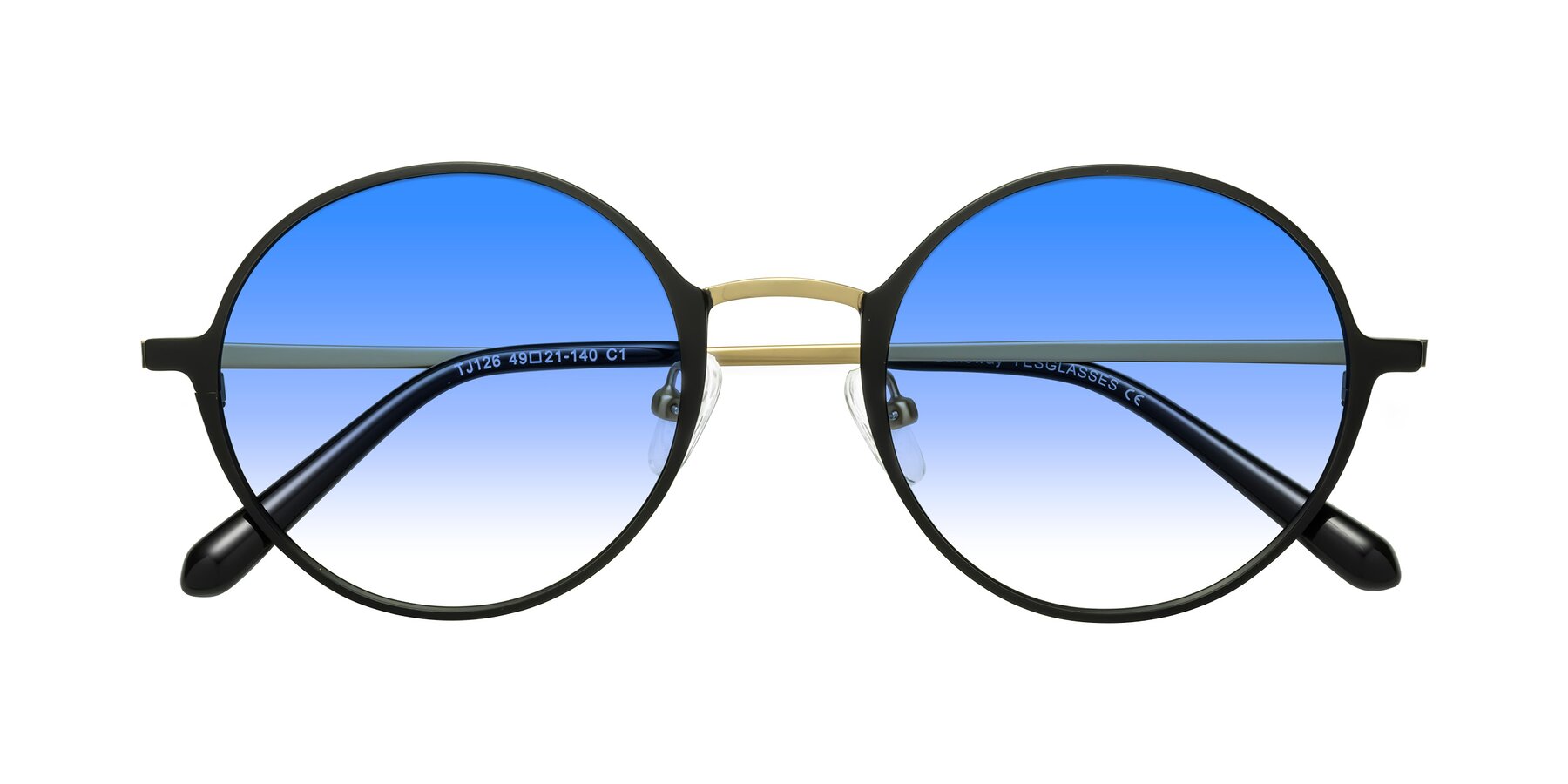 Folded Front of Calloway in Black-Copper with Blue Gradient Lenses