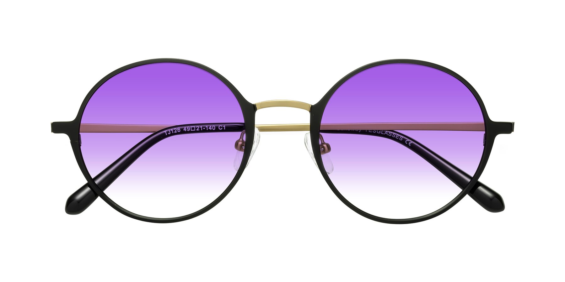 Folded Front of Calloway in Black-Copper with Purple Gradient Lenses