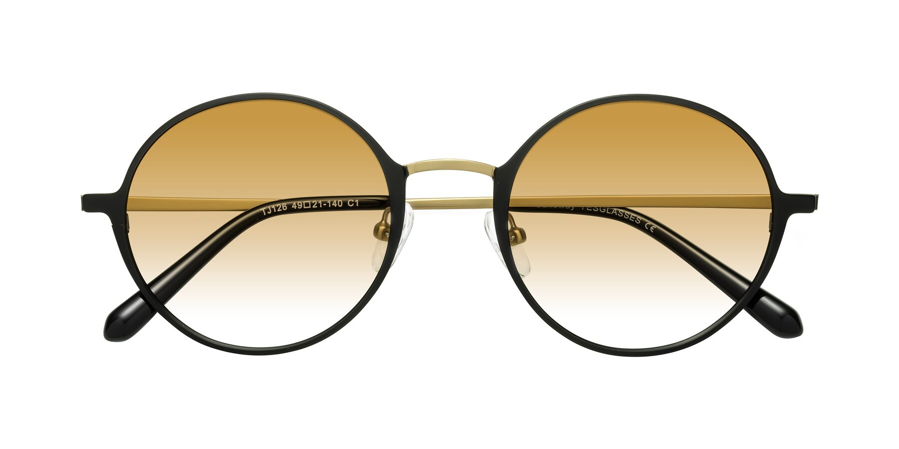 Folded Front of Calloway in Black-Copper with Champagne Gradient Lenses