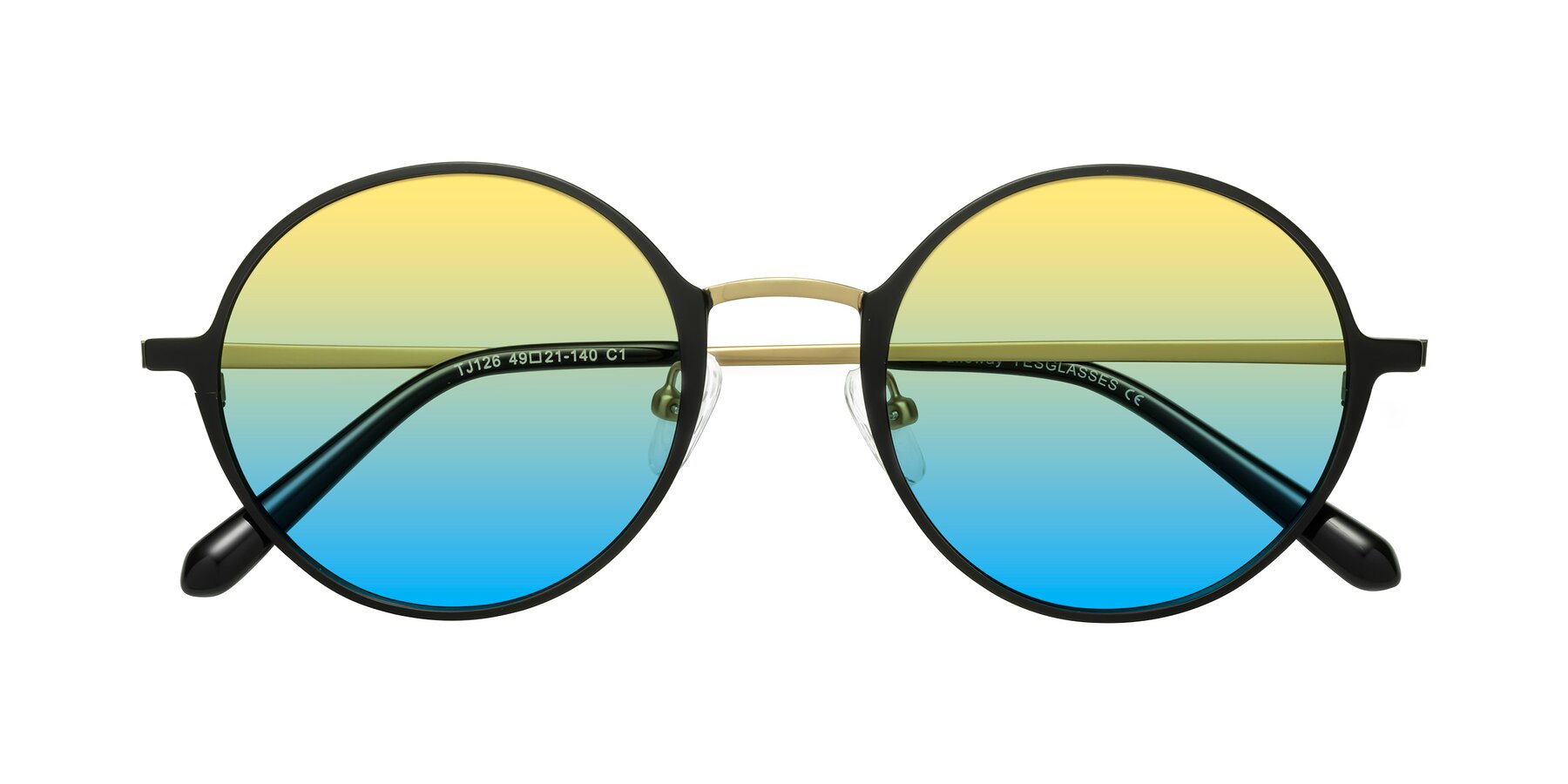 Folded Front of Calloway in Black-Copper with Yellow / Blue Gradient Lenses