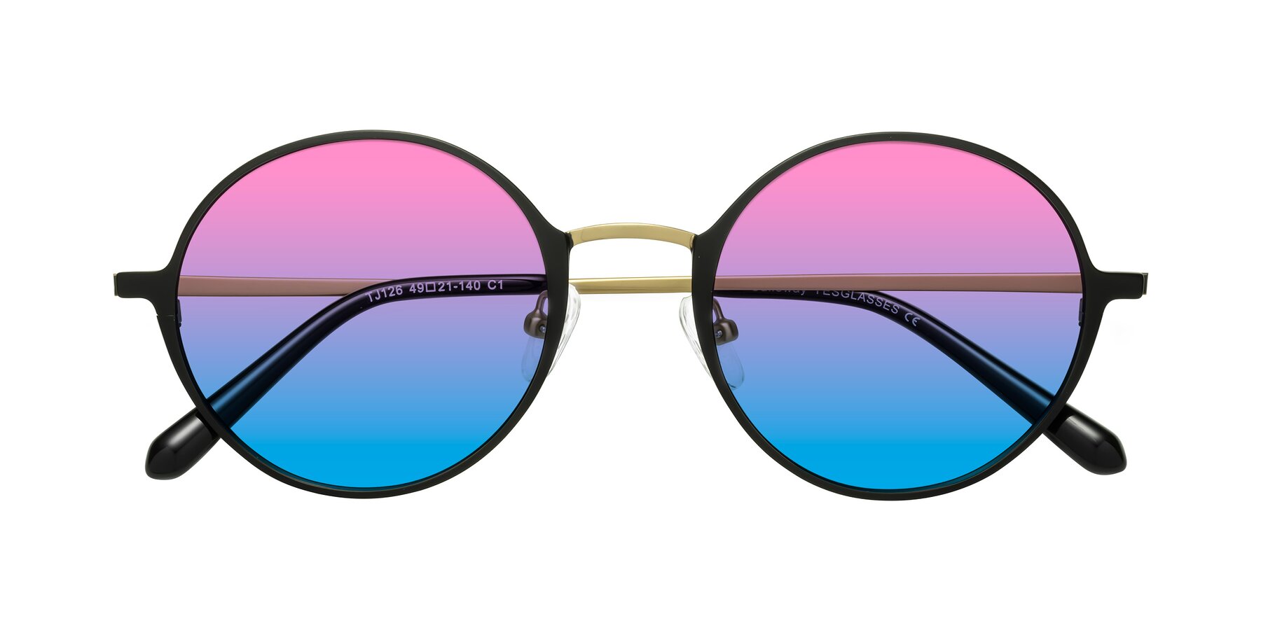 Folded Front of Calloway in Black-Copper with Pink / Blue Gradient Lenses