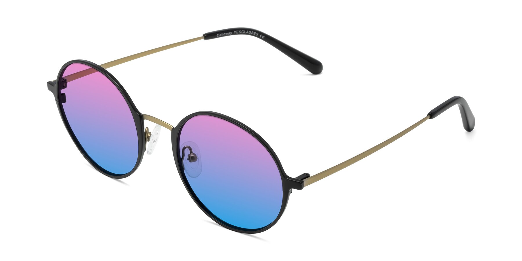 Angle of Calloway in Black-Copper with Pink / Blue Gradient Lenses