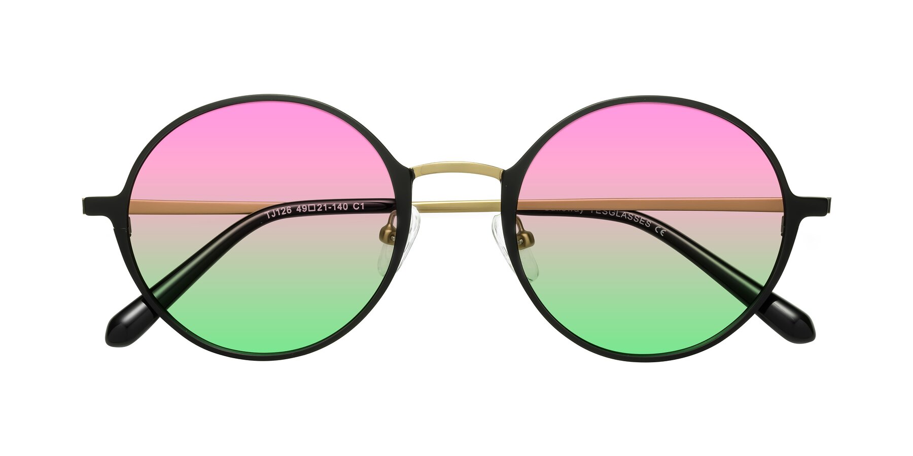 Folded Front of Calloway in Black-Copper with Pink / Green Gradient Lenses
