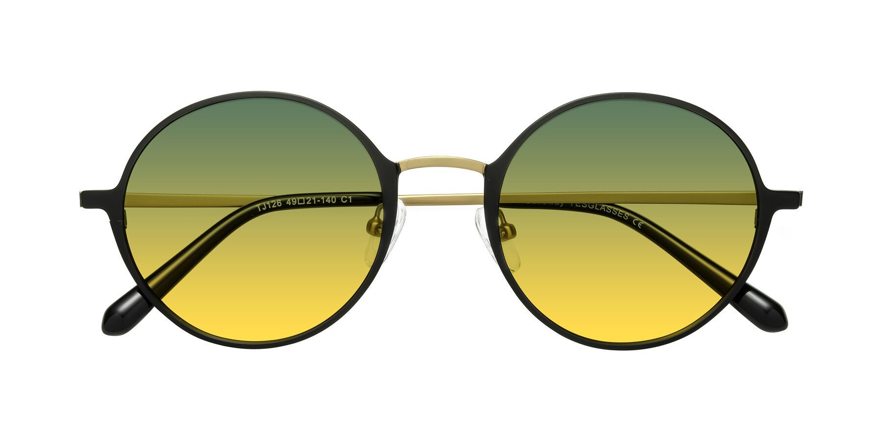 Folded Front of Calloway in Black-Copper with Green / Yellow Gradient Lenses