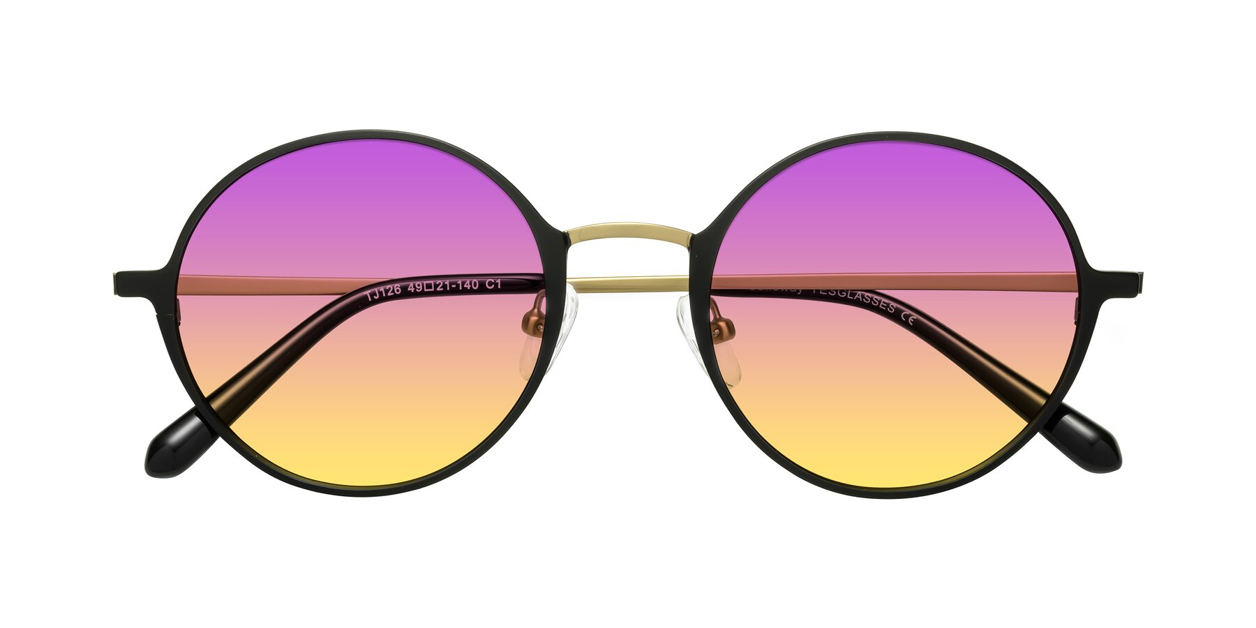 Folded Front of Calloway in Black-Copper with Purple / Yellow Gradient Lenses