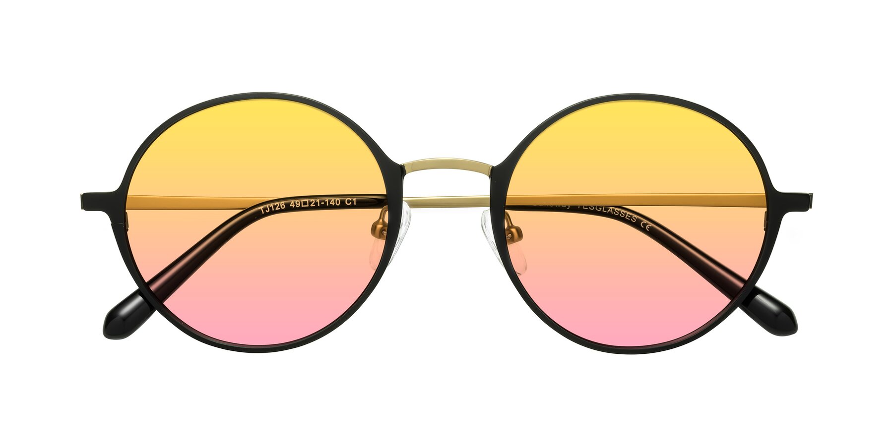 Folded Front of Calloway in Black-Copper with Yellow / Pink Gradient Lenses