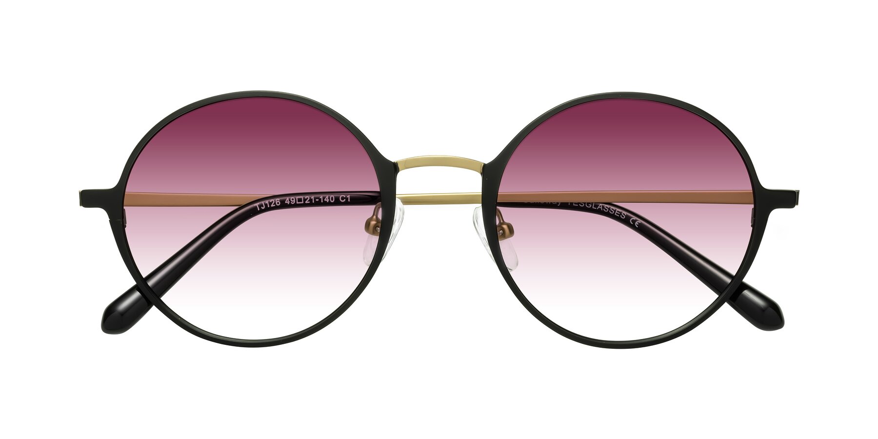 Folded Front of Calloway in Black-Copper with Wine Gradient Lenses