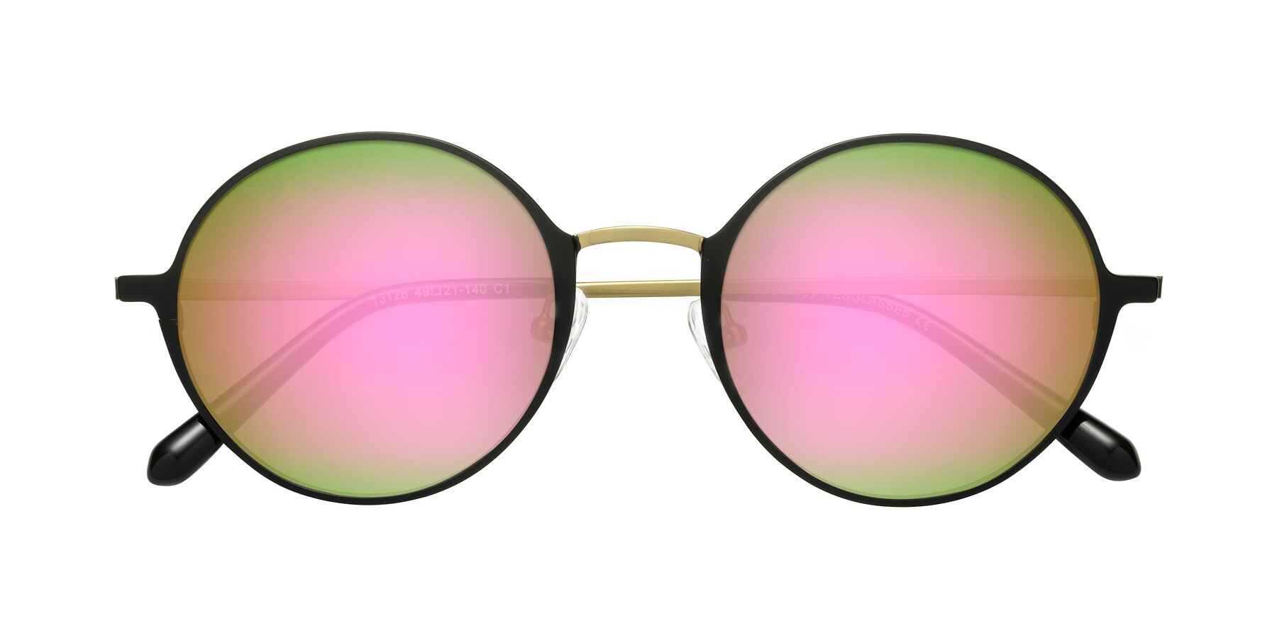 Folded Front of Calloway in Black-Copper with Pink Mirrored Lenses
