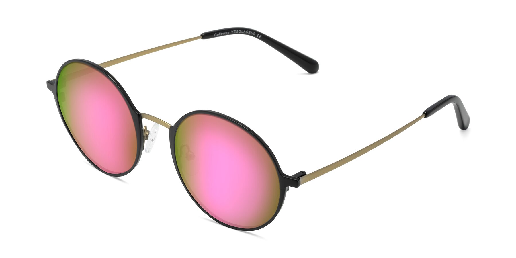 Angle of Calloway in Black-Copper with Pink Mirrored Lenses