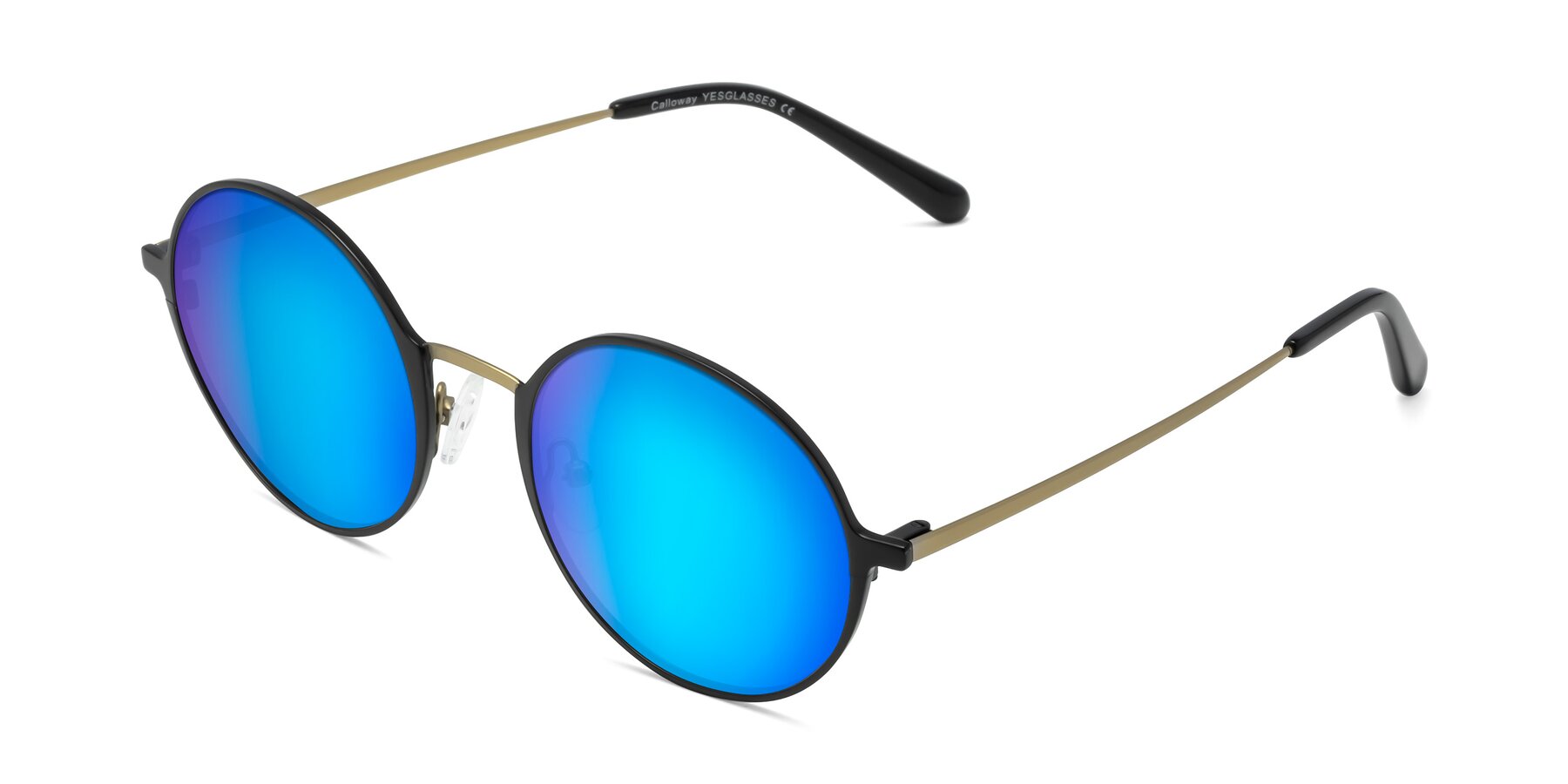 Angle of Calloway in Black-Copper with Blue Mirrored Lenses