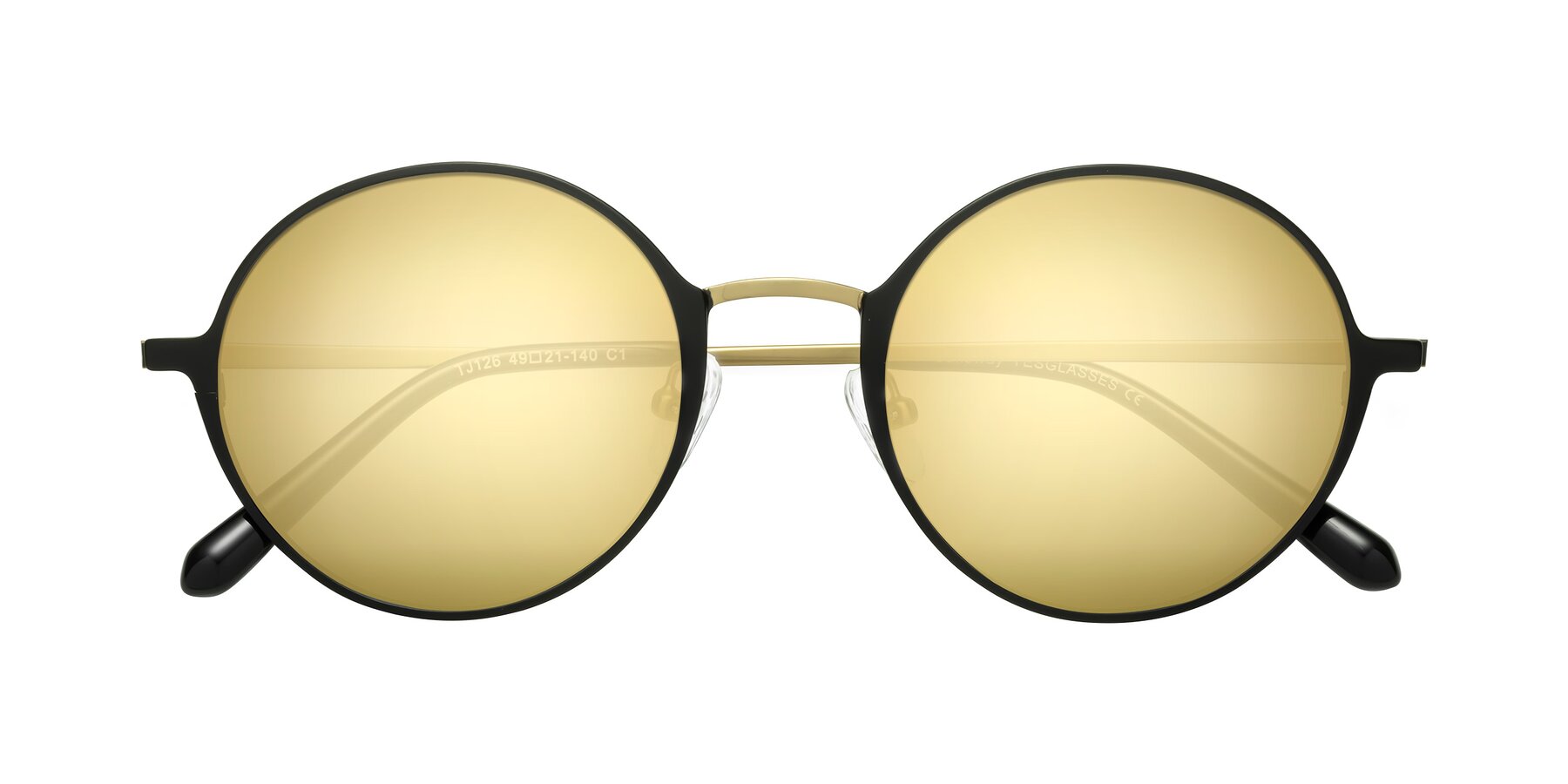 Folded Front of Calloway in Black-Copper with Gold Mirrored Lenses