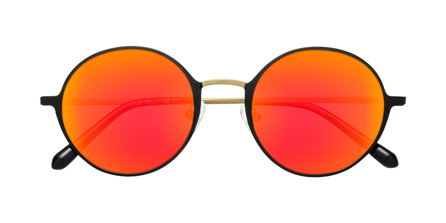 Folded Front of Calloway in Black-Copper with Red Gold Mirrored Lenses