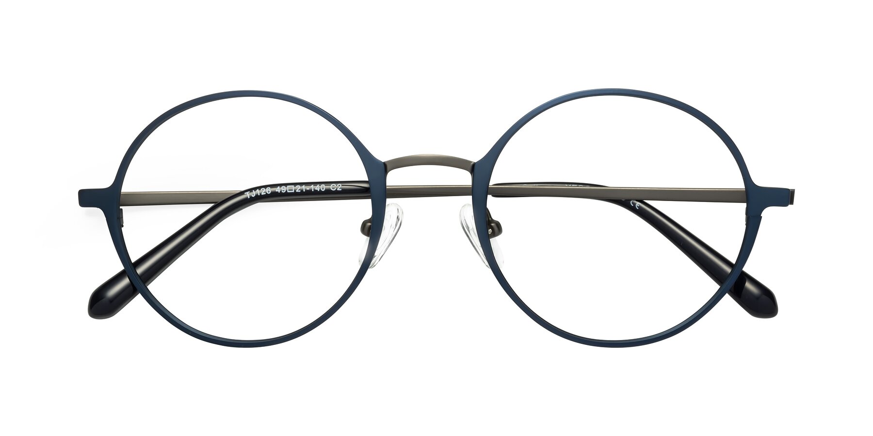 Folded Front of Calloway in Navy-Gunmetal with Clear Blue Light Blocking Lenses