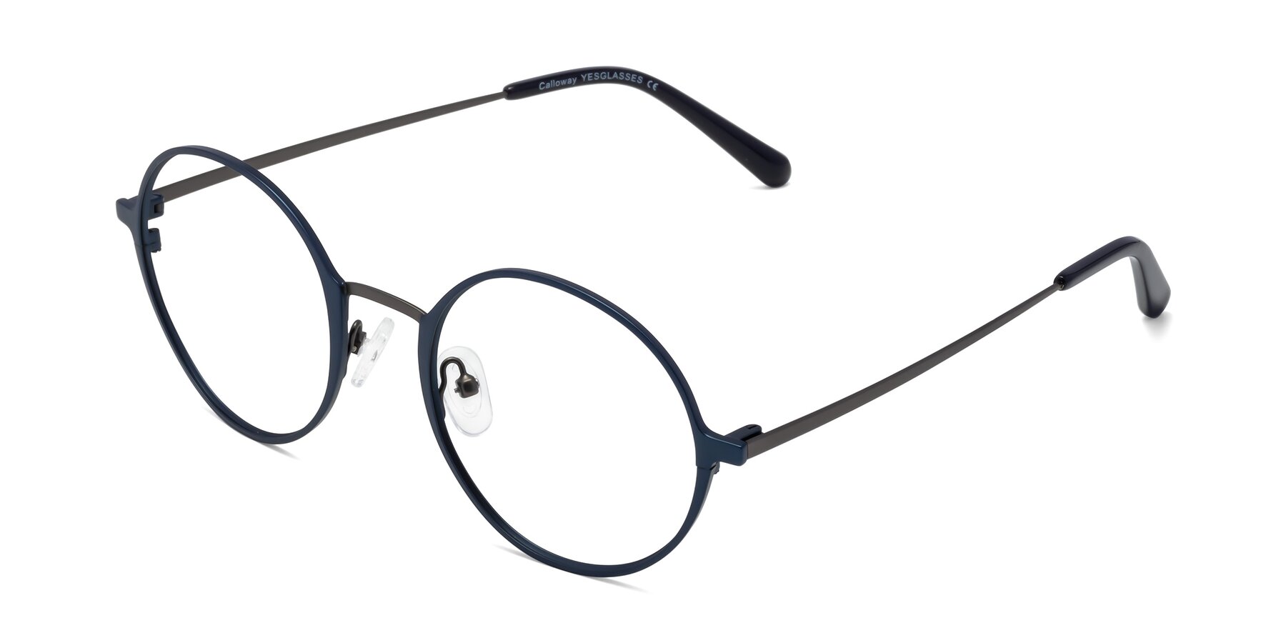 Angle of Calloway in Navy-Gunmetal with Clear Blue Light Blocking Lenses