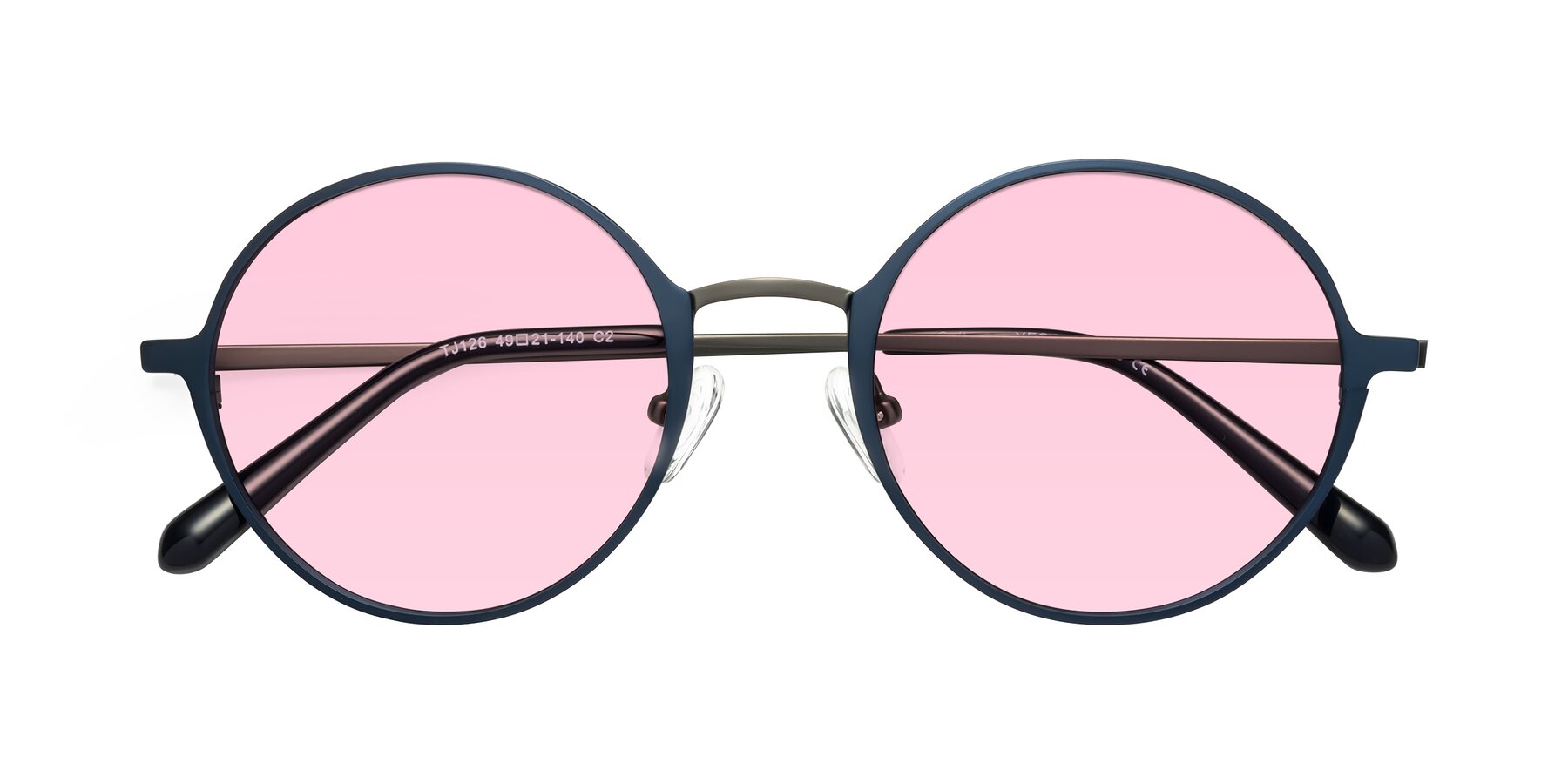 Folded Front of Calloway in Navy-Gunmetal with Light Pink Tinted Lenses