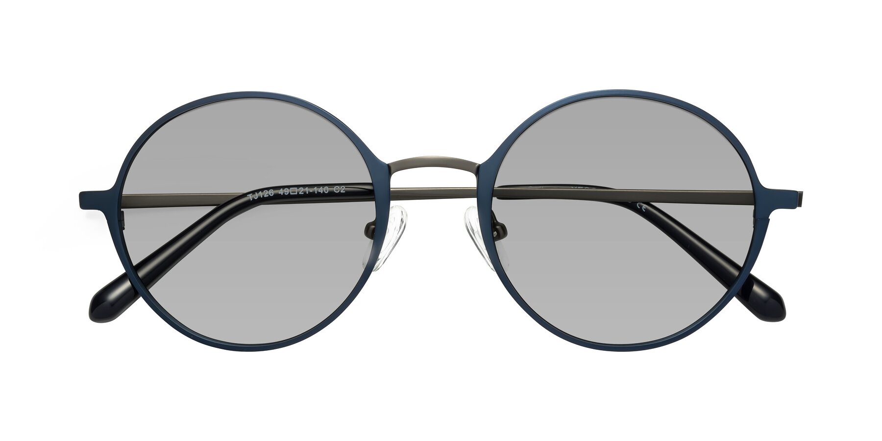 Folded Front of Calloway in Navy-Gunmetal with Light Gray Tinted Lenses