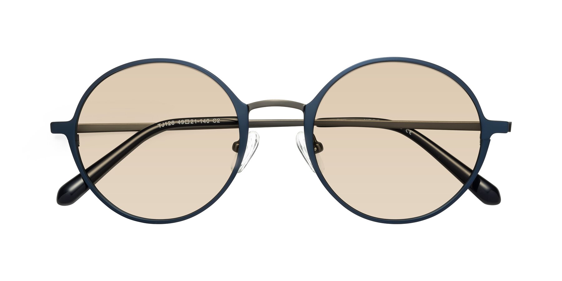 Folded Front of Calloway in Navy-Gunmetal with Light Brown Tinted Lenses