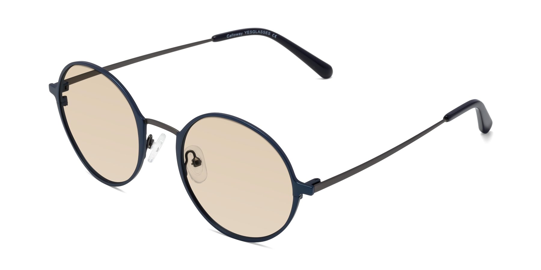 Angle of Calloway in Navy-Gunmetal with Light Brown Tinted Lenses