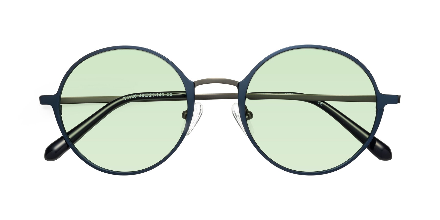 Folded Front of Calloway in Navy-Gunmetal with Light Green Tinted Lenses