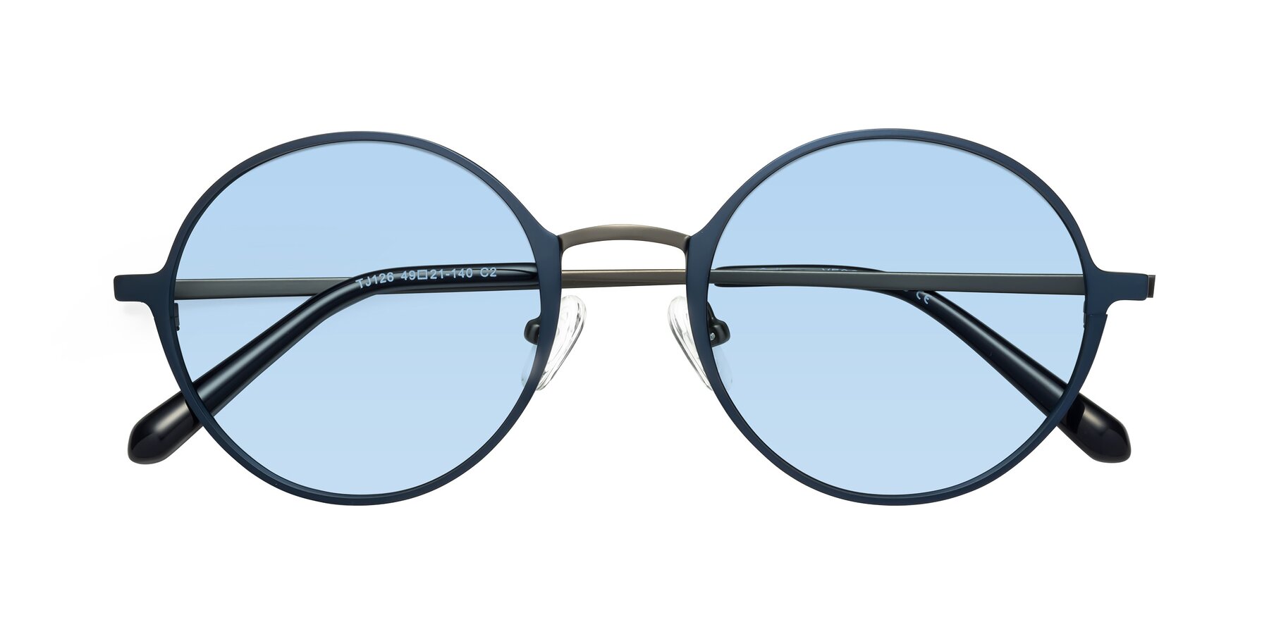 Folded Front of Calloway in Navy-Gunmetal with Light Blue Tinted Lenses