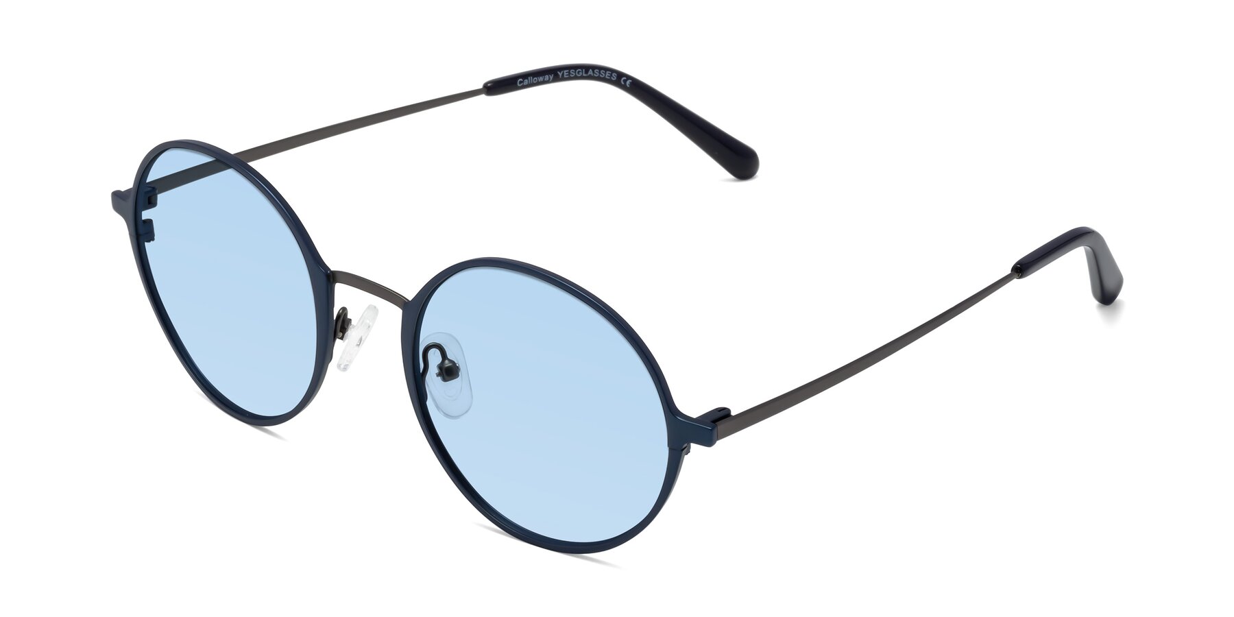 Angle of Calloway in Navy-Gunmetal with Light Blue Tinted Lenses