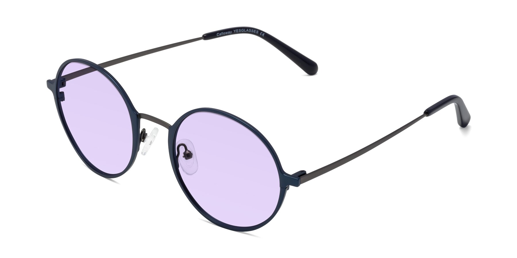 Angle of Calloway in Navy-Gunmetal with Light Purple Tinted Lenses