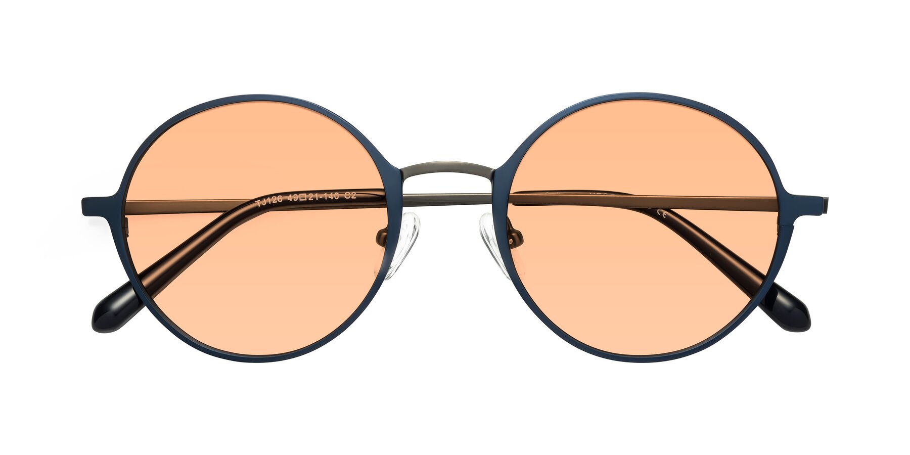 Folded Front of Calloway in Navy-Gunmetal with Light Orange Tinted Lenses