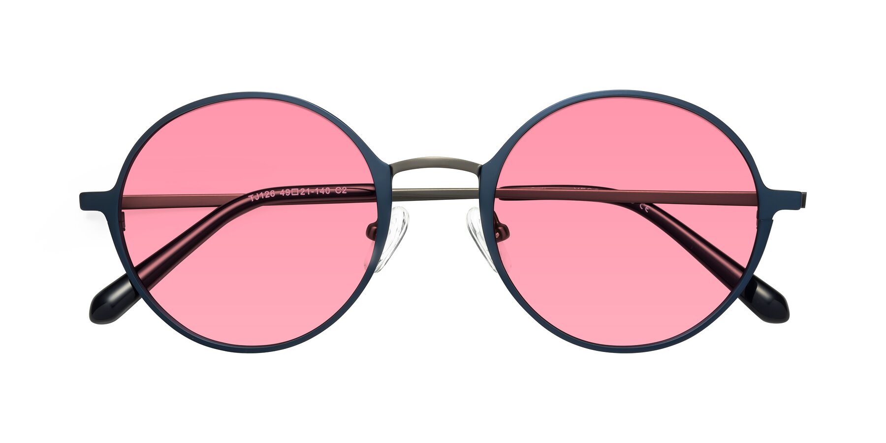 Folded Front of Calloway in Navy-Gunmetal with Pink Tinted Lenses