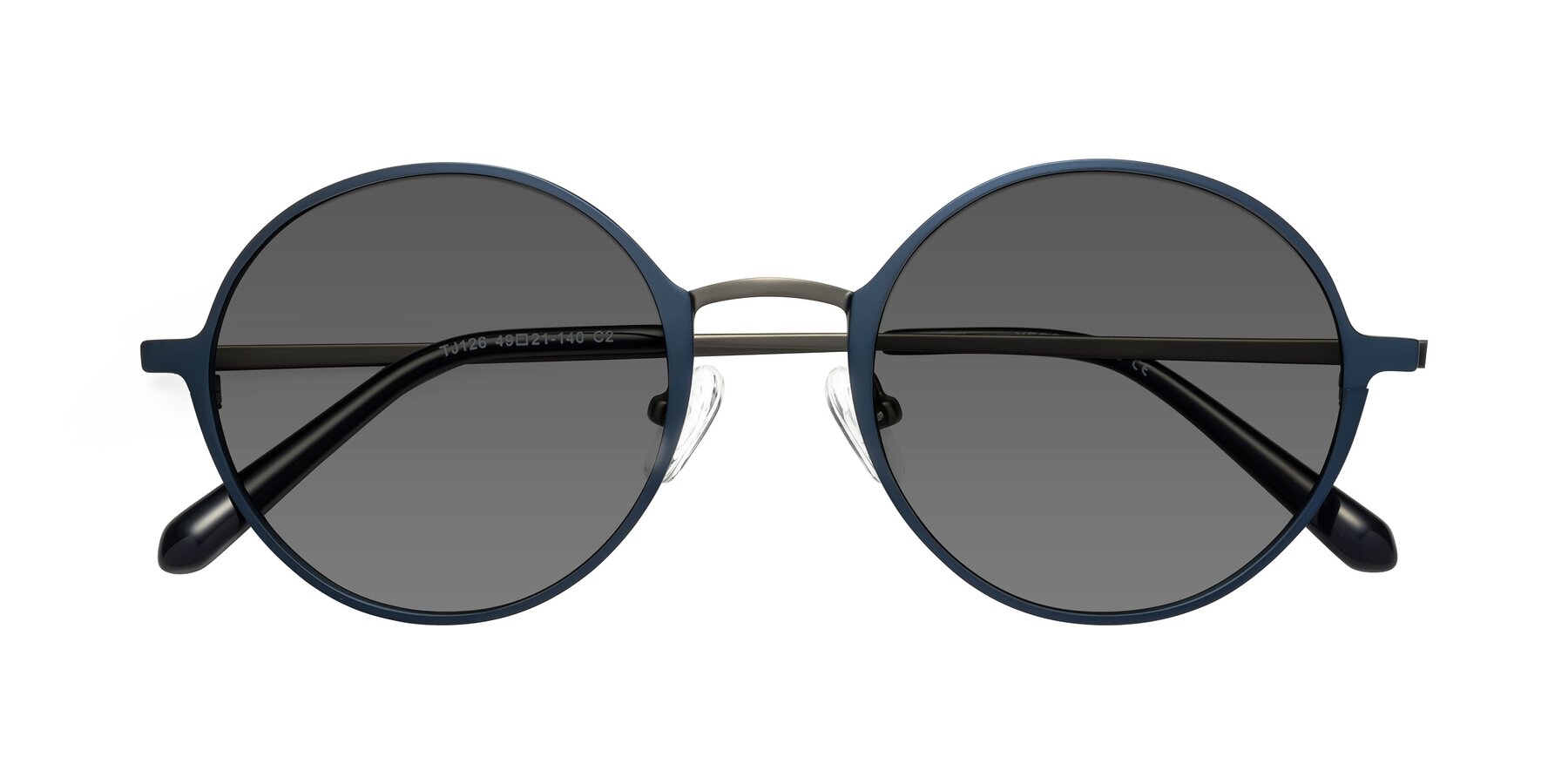 Folded Front of Calloway in Navy-Gunmetal with Medium Gray Tinted Lenses