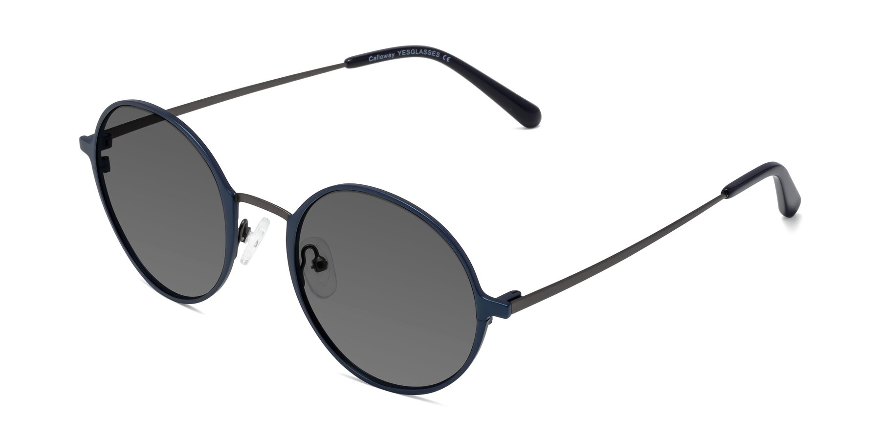 Angle of Calloway in Navy-Gunmetal with Medium Gray Tinted Lenses