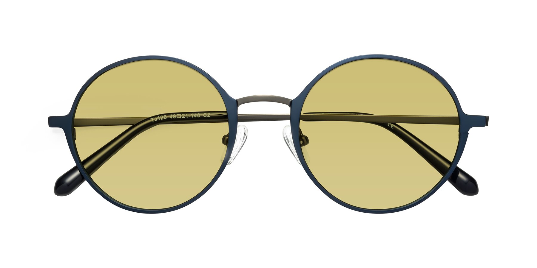 Folded Front of Calloway in Navy-Gunmetal with Medium Champagne Tinted Lenses