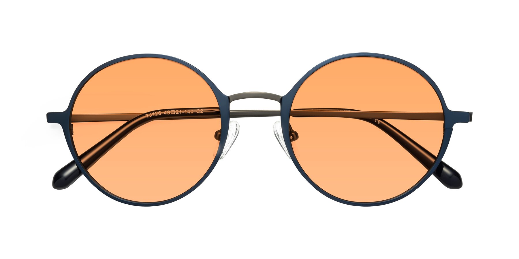 Folded Front of Calloway in Navy-Gunmetal with Medium Orange Tinted Lenses