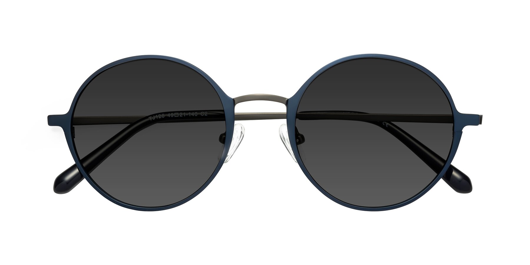 Folded Front of Calloway in Navy-Gunmetal with Gray Tinted Lenses