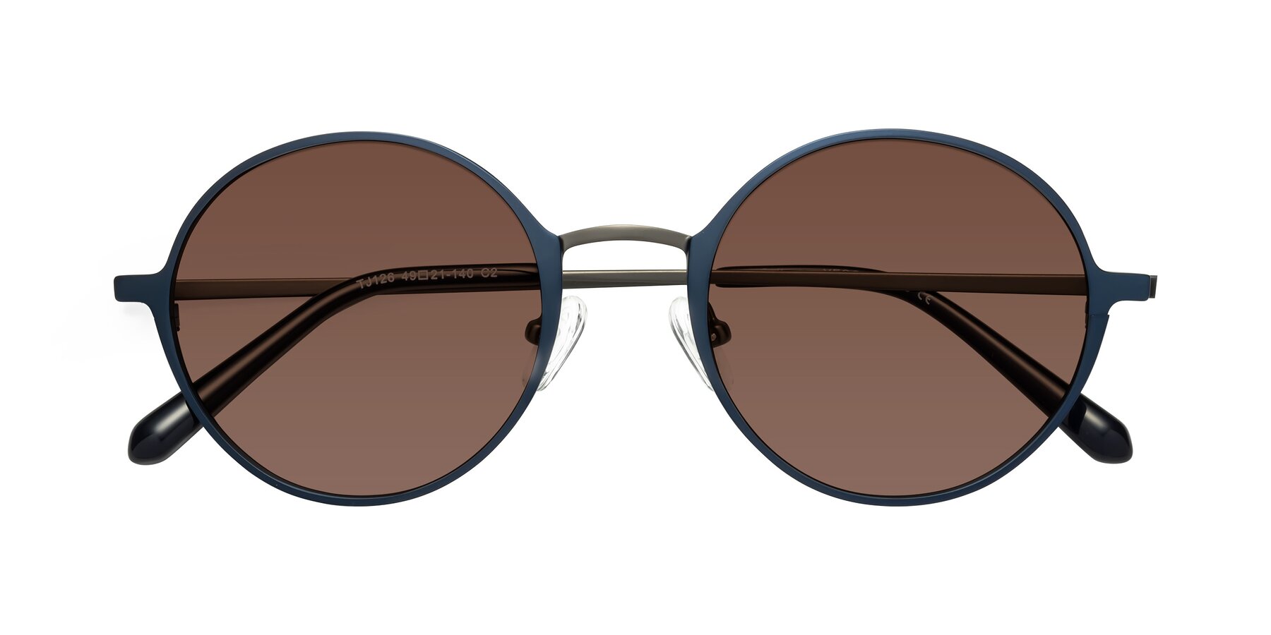 Folded Front of Calloway in Navy-Gunmetal with Brown Tinted Lenses